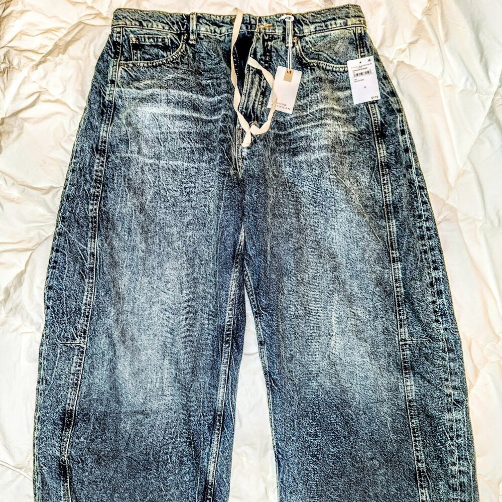 Good American Indigo Good Extreme Barrel Jeans10 NWT